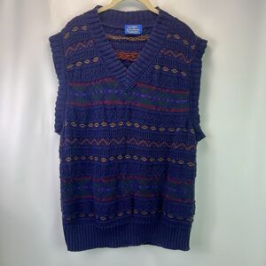 Vintage Lobo By Pendleton Sweater Vest Size XL USA Made Cotton Knit Geometric